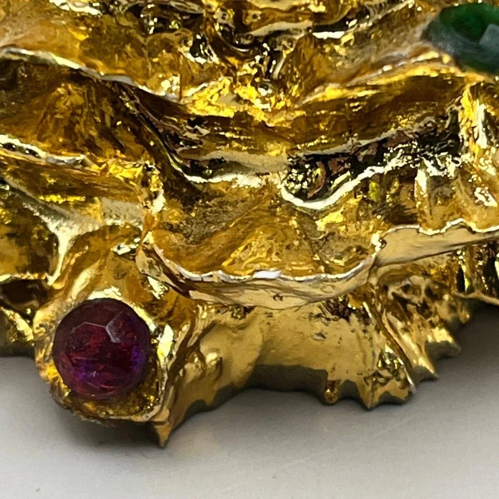 Vtg‎ 1994 Enesco Gold Heavy Jeweled Christmas Tree Tabletop Set of 2 6